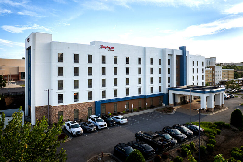Hampton Inn by Hilton, photo showing the front aspect of the hotel. 
